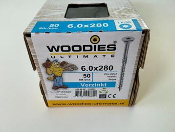 Vijzen Woodies 6,0 x 280 Schroeven ijzerwaren, Enlèvement, Comme neuf, 250 mm ou plus, Vis
