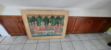 Grande peinture sur soie - Scène indienne disponible aux enchères