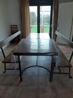 table et bancs de salle à manger, Ancien/ferme, Chêne, Rectangulaire, 50 à 100 cm