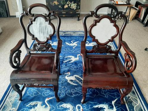 Antieke massiefhouten chinese armstoel zetel, Antiek en Kunst, Antiek | Meubels | Stoelen en Sofa's, Ophalen