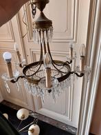 Luster met kristallen, Huis en Inrichting, Lampen | Kroonluchters, Ophalen, Gebruikt, Metaal, Klassiek