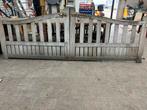 Hardhouten tuinpoort twee delen compleet 3,6m, Ophalen, Gebruikt, Hout