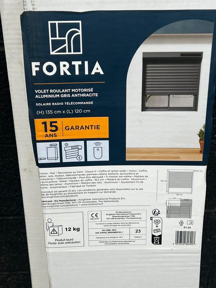 Fortia grijs aluminium rolluik op zonne-energie - Nieuw, Doe-het-zelf en Bouw, Deuren en Vliegenramen, Zo goed als nieuw, Ophalen