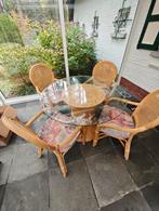 Rotan eettafel en stoelen, Tuin en Terras, Ophalen, Gebruikt, Rotan, Eettafel
