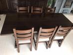 Eiken tafel + 6 stoelen met gerenoveerde zitting, Huis en Inrichting, Complete eetkamers, Ophalen, Zo goed als nieuw
