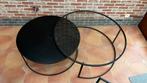 Moderne salontafel zwart combo staal glas, Huis en Inrichting, Tafels | Salontafels, Ophalen, Gebruikt, Rond, 50 tot 100 cm