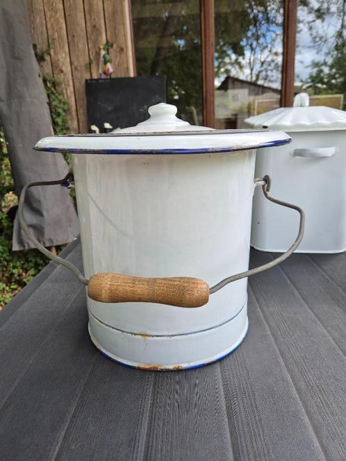 Email emmer met deksel, Antiek en Kunst, Curiosa en Brocante, Ophalen