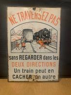 Ancienne plaque emaillee chemin de fer, Collections, Marques & Objets publicitaires, Utilisé, Enlèvement ou Envoi, Panneau publicitaire