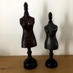 2 decoratieve Houten Mannequins - 54 en 45 cm hoog, Gebruikt, Ophalen of Verzenden