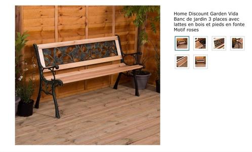 Deux bancs de jardin, Tuin en Terras, Tuinbanken, Nieuw, Hout, Ophalen