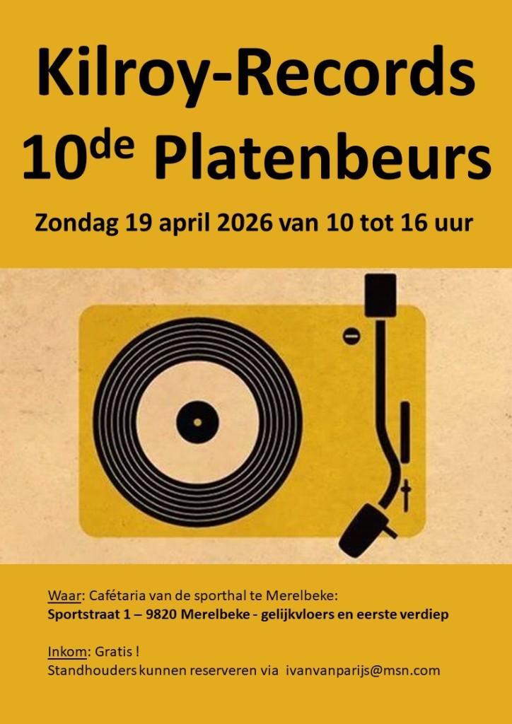 10de platenbeurs te Merelbeke op zondag 19/4/2026, CD & DVD, Vinyles | Rock, Enlèvement ou Envoi