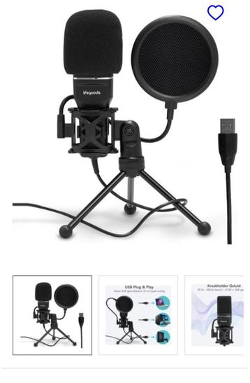 Microfoon Lifegoods USB podcast, PC, gaming beschikbaar voor biedingen