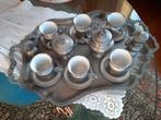 Tinnen koffieservies met porcelein, Antiek en Kunst, Antiek | Servies compleet, Ophalen