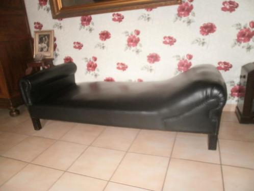 Zwarte lederen sofa in perfecte staat! 2 meter L en 80 cm B, Antiek en Kunst, Antiek | Meubels | Stoelen en Sofa's, Ophalen
