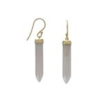 14K vergulde Spike Pencil Cut grijze maansteen oorbellen, Handtassen en Accessoires, Oorbellen, Nieuw, Ophalen of Verzenden, Met edelsteen