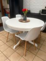 Uitschuifbare ronde tafel, Huis en Inrichting, Tafels | Eettafels, Ophalen, Zo goed als nieuw, Vier personen, Rond