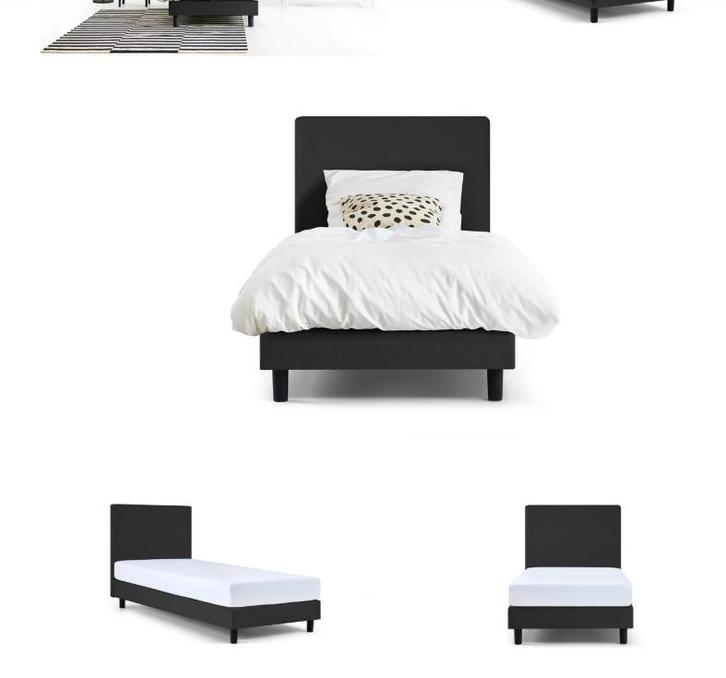 Boxpring 1-persoonsbed 200*90cm, Huis en Inrichting, Slaapkamer | Boxsprings, Zo goed als nieuw, 90 cm, 200 cm, Eenpersoons, Zwart