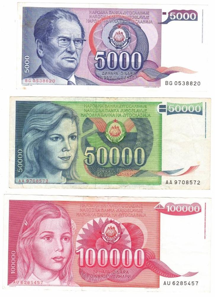 Yougoslavie - Série de 3 billets en bel état, Timbres & Monnaies, Billets de banque | Europe | Billets non-euro, Billets en vrac
