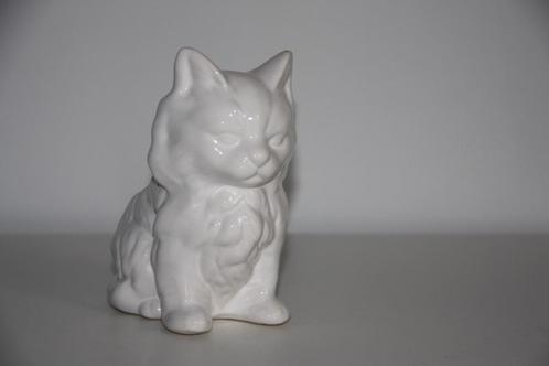 1 witte kat dieren bloempot, Jardin & Terrasse, Statues de jardin, Utilisé, Animal, Pierre, Enlèvement ou Envoi