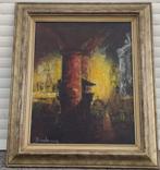 huile sur toile interieur d eglise signe beeckman, Antiek en Kunst, Kunst | Schilderijen | Klassiek, Ophalen of Verzenden