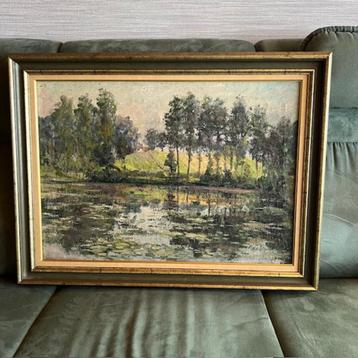 schilderij: bij de vijver beschikbaar voor biedingen