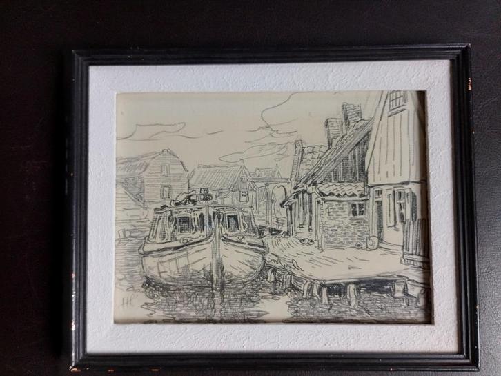 Henri Cassiers  1858 - 1944  Tekening Volendam, Antiek en Kunst, Kunst | Tekeningen en Fotografie, Verzenden