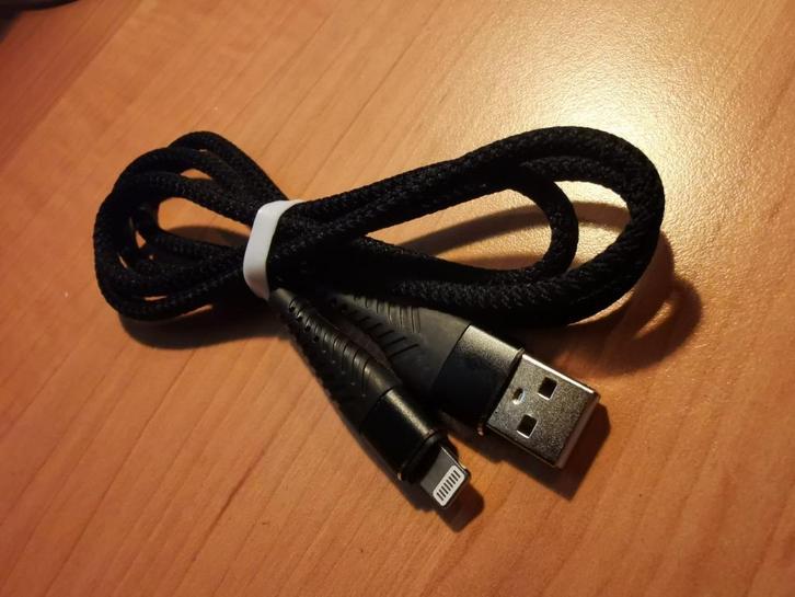 Extra sterke Iphone lightning kabel zwart 1 m, Telecommunicatie, Mobiele telefoons | Telefoon-opladers, Nieuw, Apple iPhone, Ophalen of Verzenden