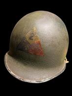 US WWII fixed bale front same 2nd Armored Division helmet, Verzamelen, Ophalen of Verzenden