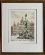Roger Hebbelinck (1912-1987) - Antwerpen Brabofontein, Antiek en Kunst, Kunst | Litho's en Zeefdrukken, Ophalen of Verzenden