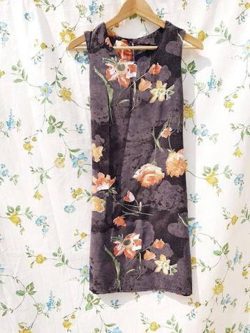 Vintage jurk uit de jaren 90 met oranje BLOEMEN (van Franse  beschikbaar voor biedingen