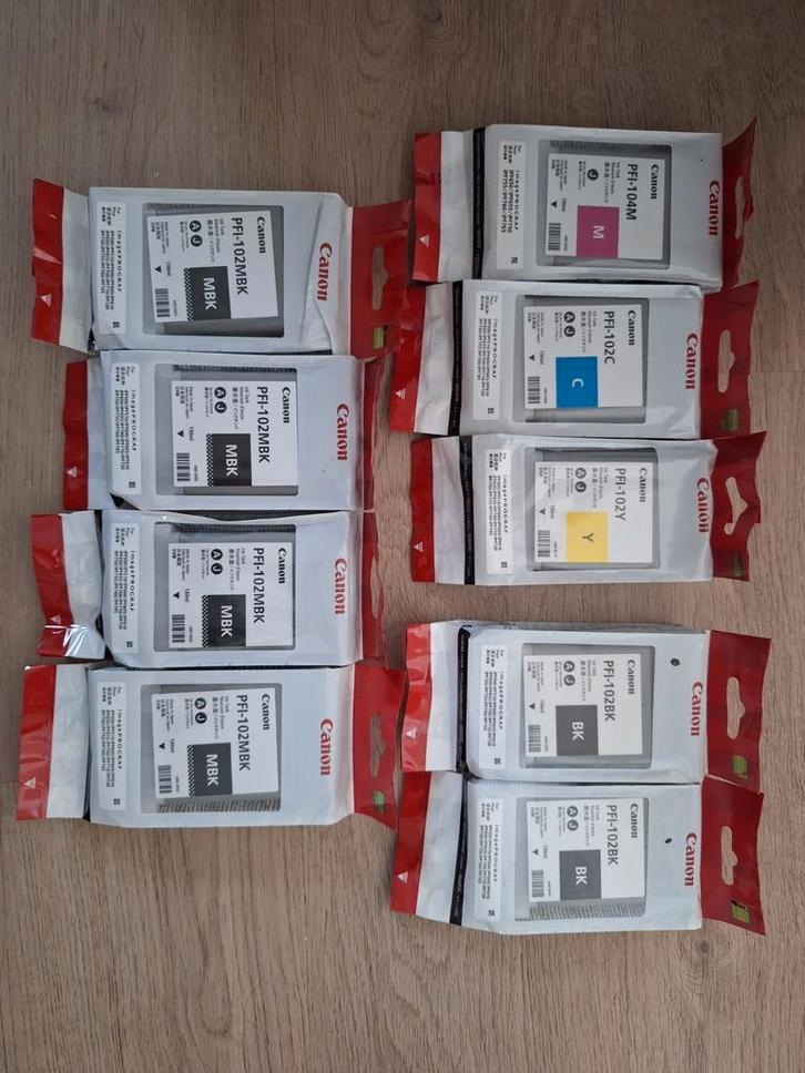 9X Canon PFI-102/PFI-104 Plotter Inktcartridges, Computers en Software, Printerbenodigdheden, Nieuw, Ophalen of Verzenden