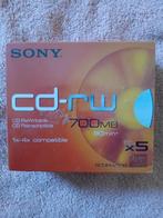 5 x CD-RW SONY 700MB 4X10 80 min (nieuw), Ophalen of Verzenden, Nieuw, Cd, Herschrijfbaar