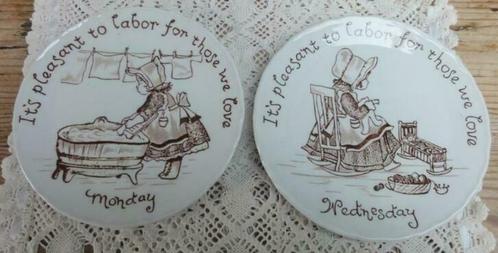 2 Vintage Engelse Holly Hobbie wandbordjes, Burleigh, Antiek en Kunst, Curiosa en Brocante, Ophalen of Verzenden
