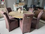 zes bruine stoelen op wieltjes, Ophalen, Bruin, Zo goed als nieuw, Stof