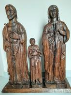 Groot antiek houten beeld van de Heilige Familie.Hoogte 90cm, Ophalen
