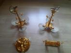 Twee goudkleurige kroonluchters , plafone en muurlamp, Enlèvement, Utilisé, Autres matériaux