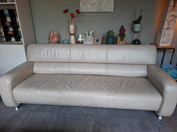 leder 3zit 2zit en 1 zit, Huis en Inrichting, Zetels | Zetels, Gebruikt, Rechte bank, Vierpersoons of meer, 200 tot 250 cm, 75 tot 100 cm