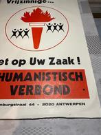 Vintage Poster Vrijzinnige... Let op uw Zaak! Humanistisch V, Deurposter of groter, Ophalen of Verzenden, Reclame, Rechthoekig Staand