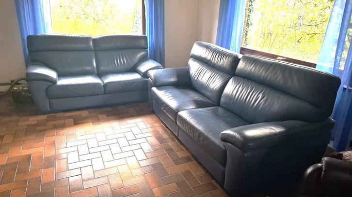 divan cuir 2 et 3 places, Huis en Inrichting, Zetels | Zetels, Gebruikt, Rechte bank, Overige maten, Leer, Ophalen
