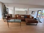 Hoek zetel cognac leder (75%), Huis en Inrichting, Ophalen, Gebruikt