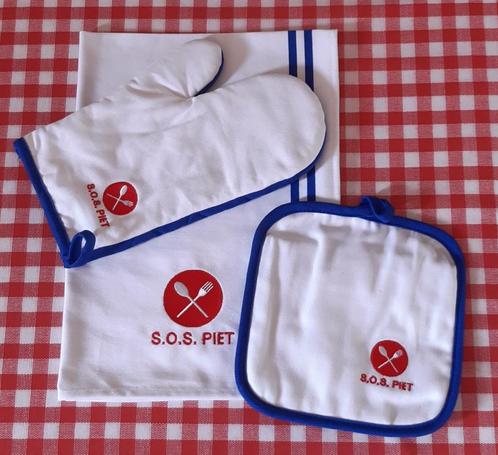 keukentextiel: 3-delig S.O.S Piet Huysentruyt pakket, Huis en Inrichting, Keuken | Textiel, Nieuw, Theedoek of Handdoek, Wit, Ophalen