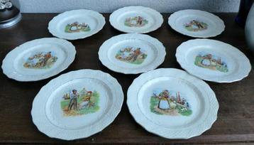 Lot de 8 assiettes anciennes Moulin des Loups & Hamage, Enlèvement ou Envoi
