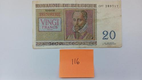 20 Frank België 1956, Postzegels en Munten, Bankbiljetten | België, Los biljet, Ophalen of Verzenden