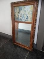 Antieke spiegel van geslepen glas met prent, Antiek en Kunst, Ophalen