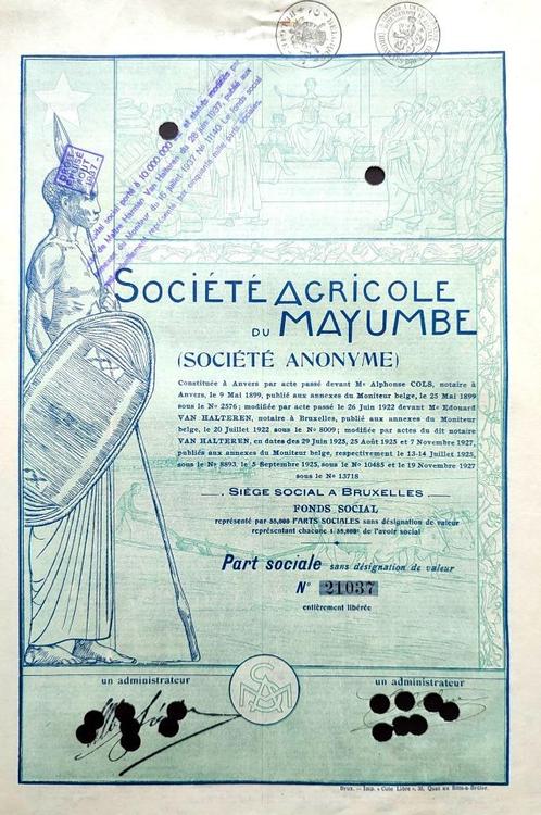 Société Agricole du Mayumbé 1927, Timbres & Monnaies, Actions & Titres, Action, 1920 à 1950, Enlèvement ou Envoi