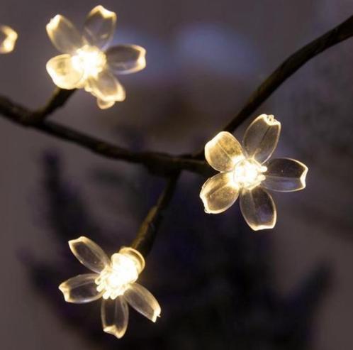 16 LED lichtjes op 4 takken in bloemmotief of sterretjes, Diversen, Kerst, Nieuw, Ophalen