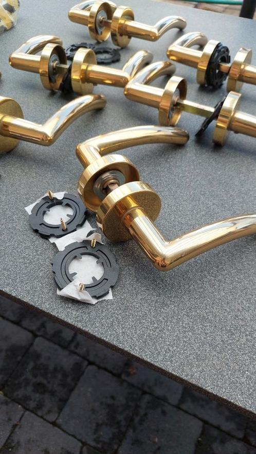 Goudgelakte deurklinken (6paar), Doe-het-zelf en Bouw, Hang- en Sluitwerk, Gebruikt, Klink of Kruk, Ophalen