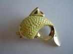 Vintage broche vis getekend Gerrys, Overige materialen, 4 tot 7 cm, Verzenden, Geel
