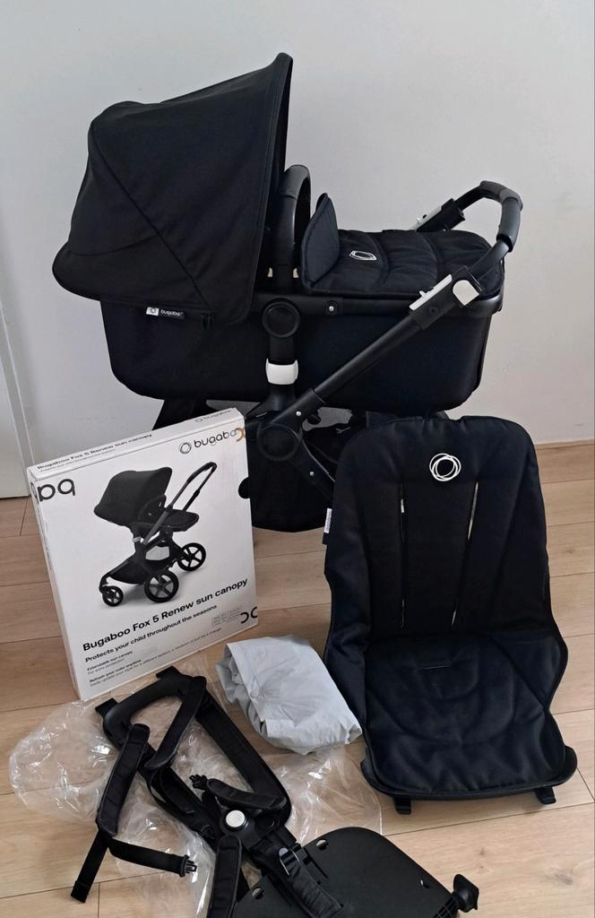Bugaboo Fox midnight Black met NIEUWE ZONNEKAP!, Kinderen en Baby's, Kinderwagens en Combinaties, Zo goed als nieuw, Kinderwagen