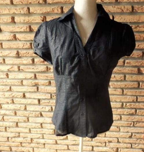 4- chemisier femme t.38 noir brillant - kilky -, Kleding | Dames, Blouses en Tunieken, Zo goed als nieuw, Maat 38/40 (M), Zwart